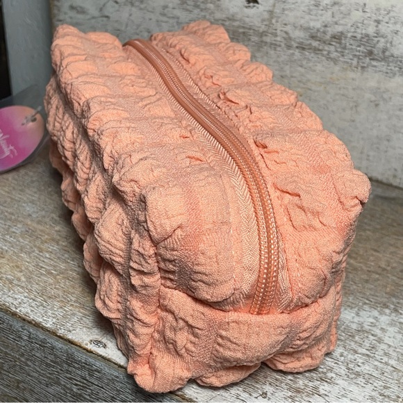 Ulta Beauty Zipper Texture Beauty Makeup Bag Peach - Picture 5 of 6